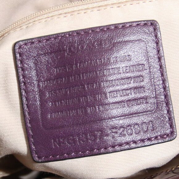 Coach Embossed Patent Leather Peyton Signature C Plum Purple Tote Bag Purse - Picture 4 of 16